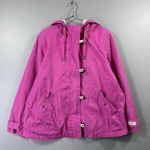 Joules Right As Rain Jacket Womens 14 Pink Hooded Waterproof Toggle Coat Lined